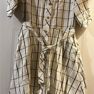 Wonder Nation Plaid Casual Dress - Black and Cream